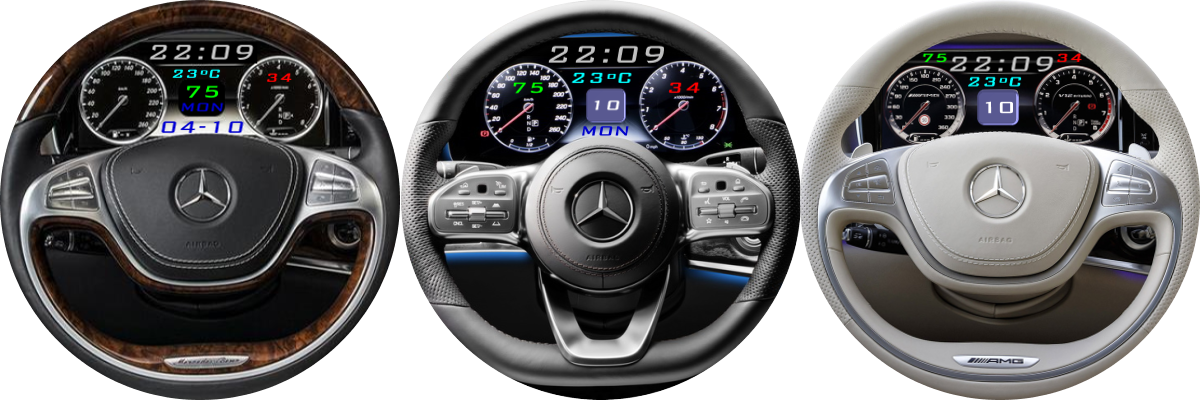 On request, I provide clock skins with steering wheels and cockpits from MB  S - Original Finow face Engine - Full Android Watch