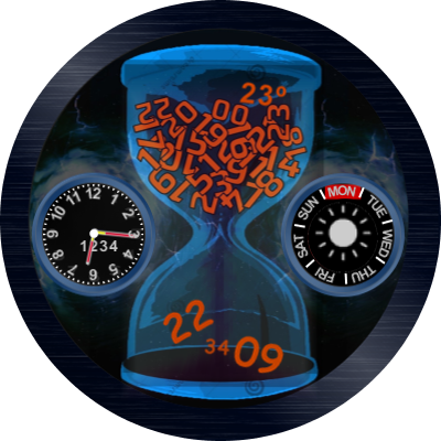 Crazy_Hourglass_Time - Round Custom Faces - Full Android Watch